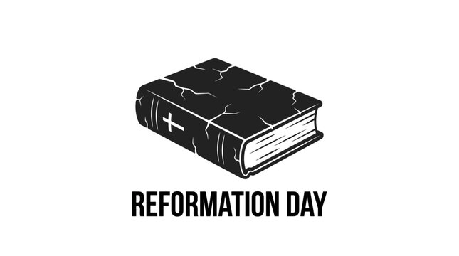 Vintage cracked holy book icon for Reformation Day celebration concept