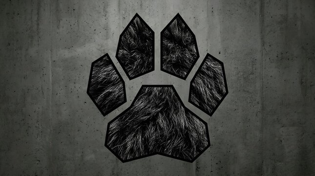 Wild Wolf Paw Print Symbol on Grunge Concrete Background