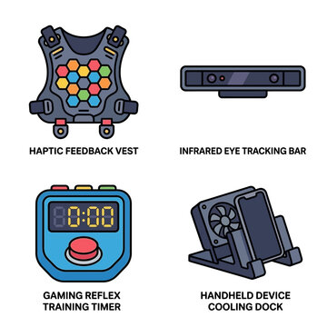 VR Gaming Accessories: Haptic Vest, Eye Tracker, Timer, Cooling Dock