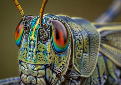 Emerald Gaze: A Grasshopper's Microscopic Majesty