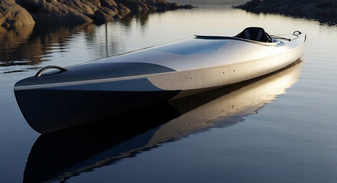 Gleaming vessel, serene waters, dawn's soft embrace.