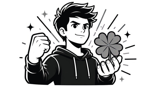 Vector illustration of a hand making a fortune cookie with a motivational message of "I Make My Own Luck" symbolizing self-determination and positive mindset.