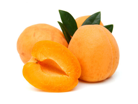 Yellow peaches isolated on white 