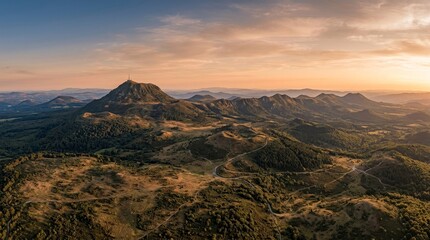 Obraz premium France - Bird Eye View of Puy de Dome Volcano Panorama
