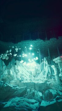 Fantasy Dungeon Environment with Glowing Portal and Floating Rocks