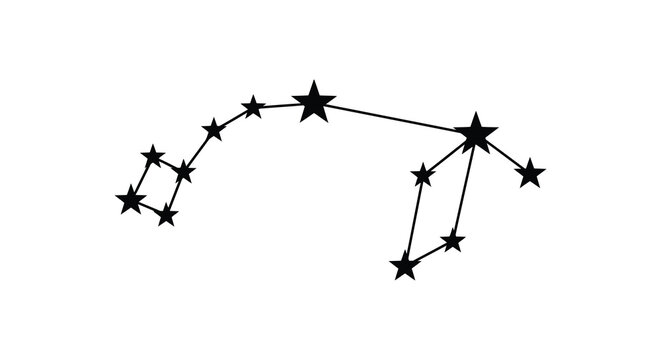 Constellation of ursa major depicted as a black silhouette against a white background silhouette
