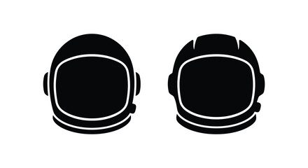Two astronaut helmet silhouettes against a white background a stark graphic representation silhouette © APIM02SN