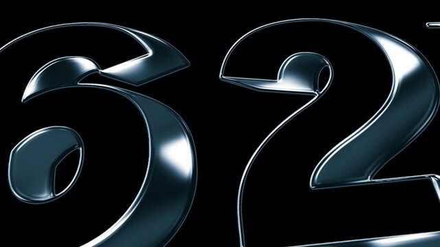 Futuristic Metallic 62th Anniversary Number Animation on Black Background in Luxury 3D Chrome Style