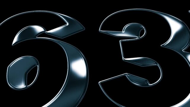 Futuristic Metallic 63th Anniversary Number Animation on Black Background in Luxury 3D Chrome Style