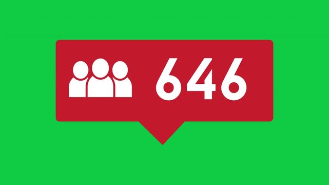 People count rising 1 to 5356 Animated social media follower counter increasing up on transparent background. Modern notification pop up design for followers