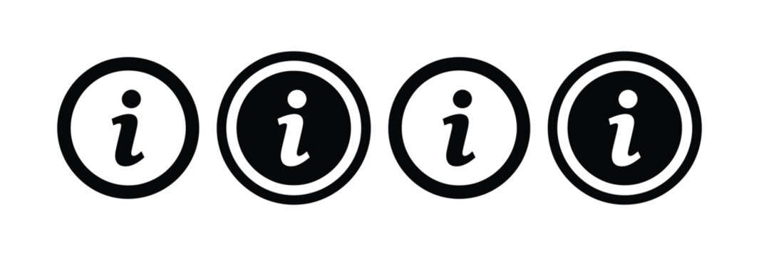 Information icon set with lowercase letter i in circle design
