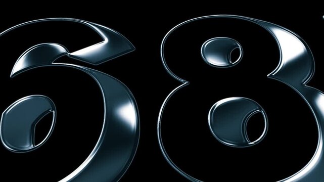 Futuristic Metallic 68th Anniversary Number Animation on Black Background in Luxury 3D Chrome Style