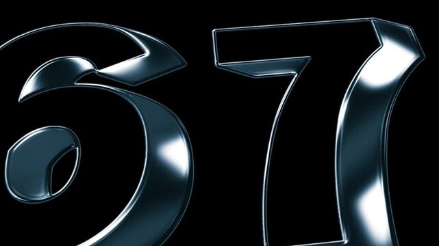 Futuristic Metallic 67th Anniversary Number Animation on Black Background in Luxury 3D Chrome Style