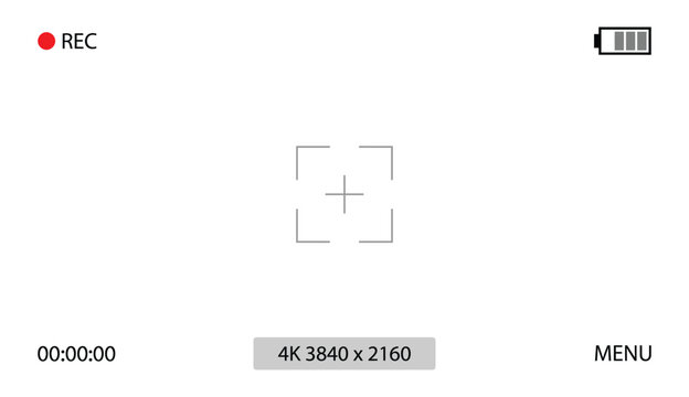 Camera recording interface screen with focus indicators and video resolution display design