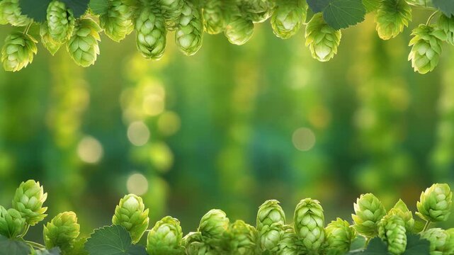 Green Hops Border Nature Background 4K Generative AI