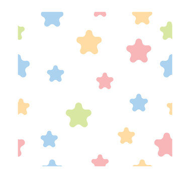Pastel Star Pattern Seamless Background, Cute Colorful Flat Vector Illustration