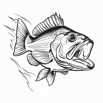 Walleye Fish Wildlife Logo Vector Design On White Background