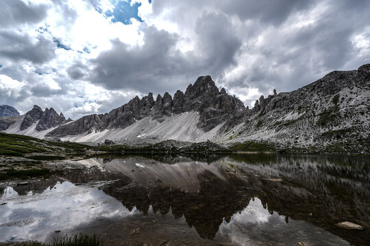 mountain lake and clouds