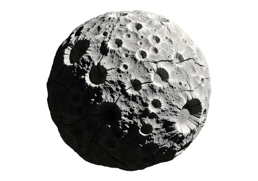 Textured gray moon-like surface with deep craters and rugged terrain in high contrast black and white