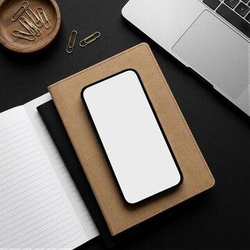 Minimal Modern Smartphone Mobile Flatlay Topview Business Mockup Blank Screen