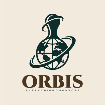 Global Network Logo: Earth Globe with Orbiting Rings and "ORBIS"