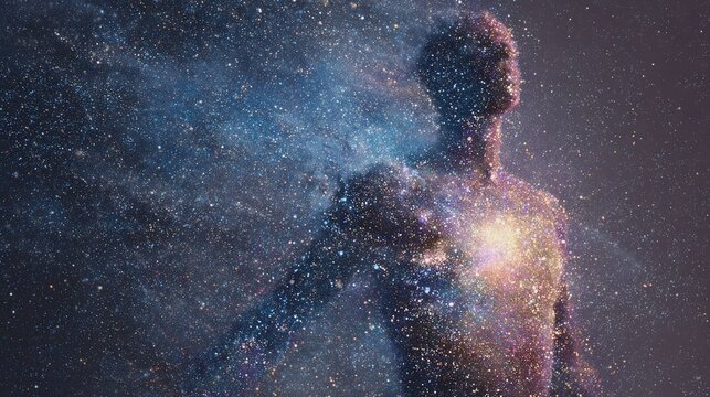 A cosmic human figure representing existence.