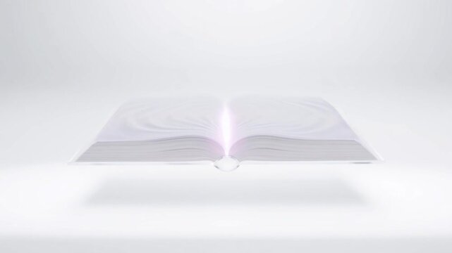 An open book with glowing light.
