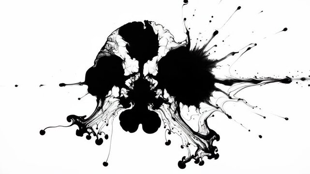 Abstract black ink splash forming a complex organic shape on white background