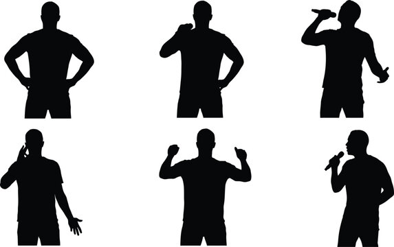 Singer and Public Speaker Silhouette Collection with MicrophoneSinger and Public Speaker Silhouette Collection with Microphone