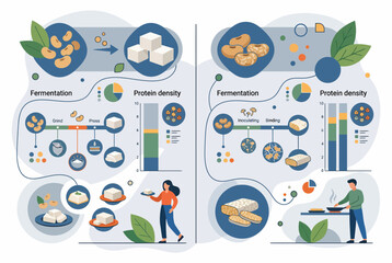 Fototapeta premium Nutritional Infographic on Soy Fermentation and Protein Density