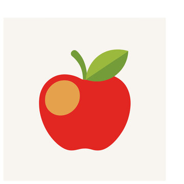Red apple with a bite mark and leaf