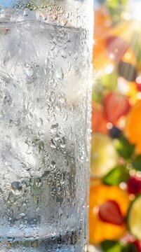 Close-up of frosty ice texture with cold condensation. Abstract winter surface background for design and advertising projects.