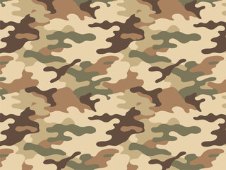 Fototapeta premium Seamless Desert Camouflage Pattern Featuring Organic Earth Tone Shapes for Tactical Military Apparel and Outdoor Equipment Design