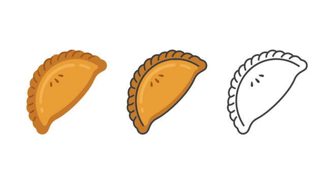 Set of savory fried pastry hand pie vector icons