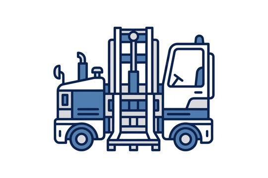 Straddle Carrier Industrial Vehicle Flat Design Icon