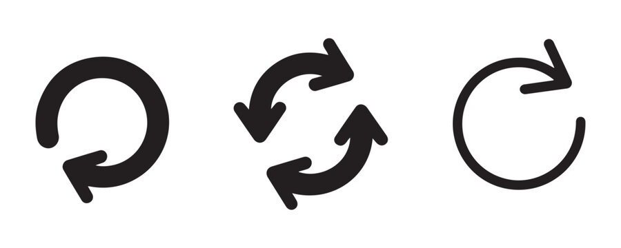 Circular arrows reload refresh undo redo cycle repeat rotation sign icon set arrow vector.