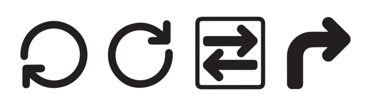Collection of curved navigation arrows and refresh symbols for user interface design and web graphics.