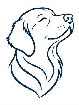Golden Retriever Dog Face Line Art Logo Template