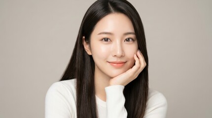 Obraz premium Portrait of a beautiful young asian woman with natural makeup