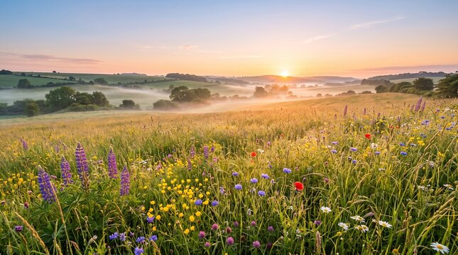 Golden Summer Meadow Sunrise