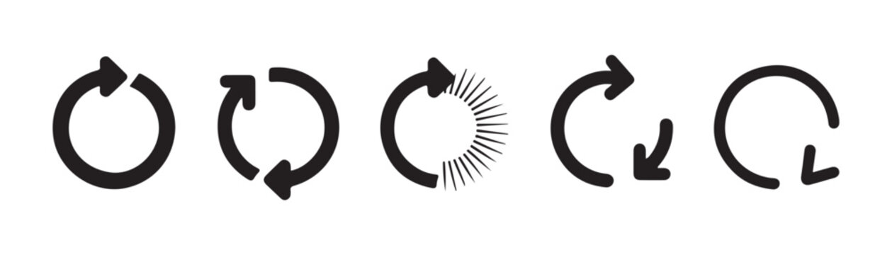 Loading and buffering icons collection showing progress states for video player and web page interface.