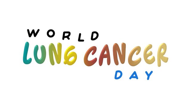 World lung cancer day text animation for health campaigns, medical publications, awareness events, and educational material.