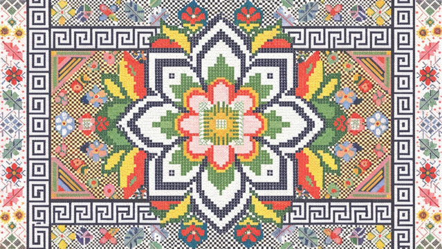 Colorful ethnic Thai textile seamless pattern vector background 