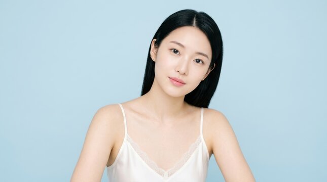 Young asian woman with natural makeup and glowing skin