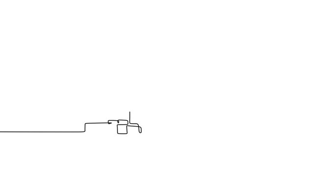 Factory Smog Chimney Continuous Line Animation For Air Pollution Issue