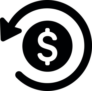 Money refund icon with payment reversal and transaction return