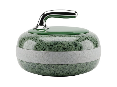 Green curling stone isolated on transparent background