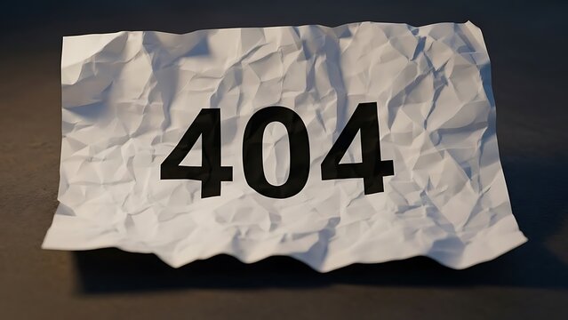 Error message on crumpled paper background.