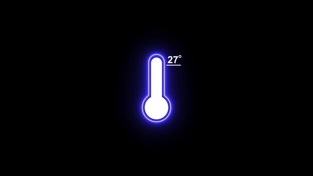 Digital thermometer animation with 27 degree celsius temperature display weather climate