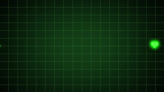 Heartbeat flatline EKG cardiograph with grid animation 4K resolution. 